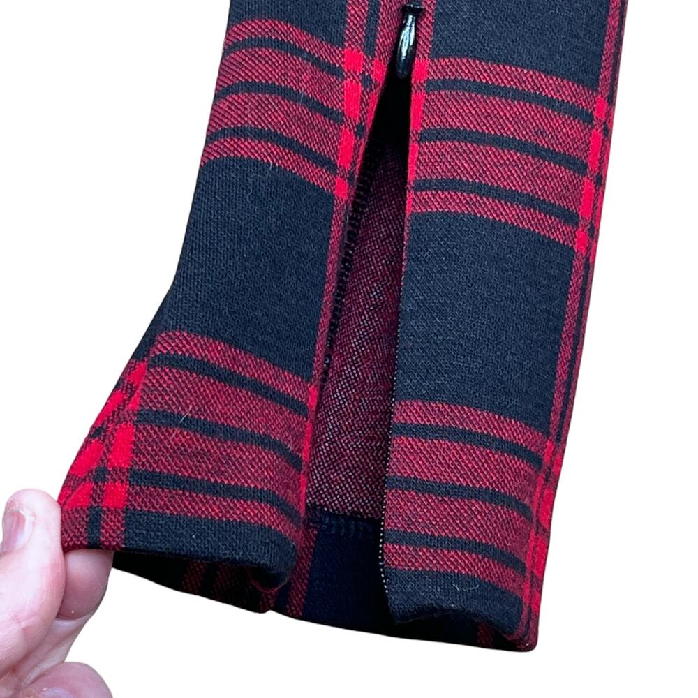 Talbots Red & Black Plaid Stretch Knit Straight Leg Pants Leggings Size 2 EUC - Picture 4 of 10